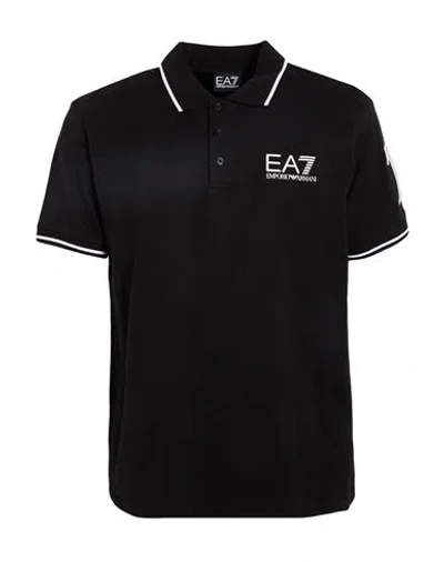 Ea7 Man Polo Shirt Black Size Xxs Cotton