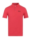 Ea7 Man Polo Shirt Coral Size L Cotton, Elastane In Red