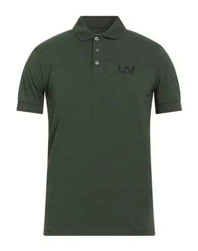 Ea7 Man Polo Shirt Dark Green Size 3xl Cotton, Elastane