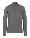 Ea7 Man Polo Shirt Grey Size 3xl Cotton, Elastane
