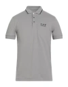 Ea7 Man Polo Shirt Grey Size L Cotton, Elastane In Multi