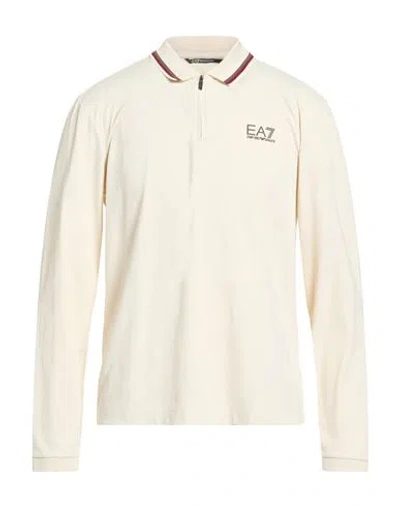 Ea7 Man Polo Shirt Ivory Size M Polyamide, Elastane In White