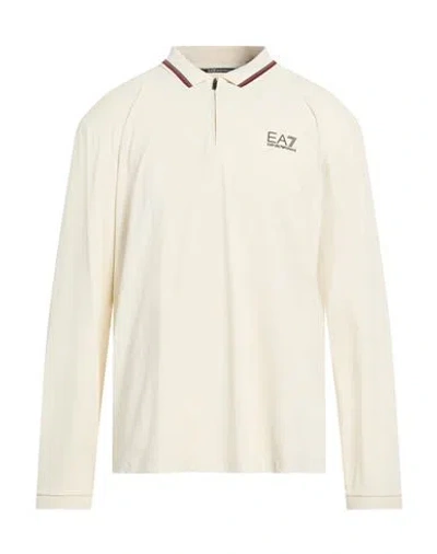 Ea7 Man Polo Shirt Ivory Size Xxxl Polyamide, Elastane In White