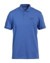 Ea7 Man Polo Shirt Light Blue Size S Cotton, Elastane