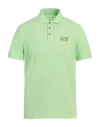 Ea7 Man Polo Shirt Light Green Size Xl Cotton, Elastane
