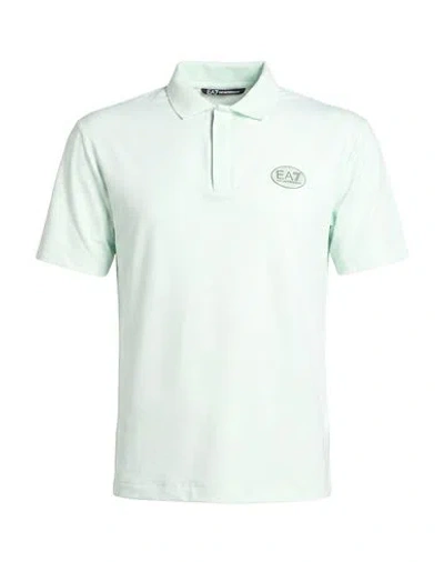 Ea7 Man Polo Shirt Light Green Size M Polyester, Elastane