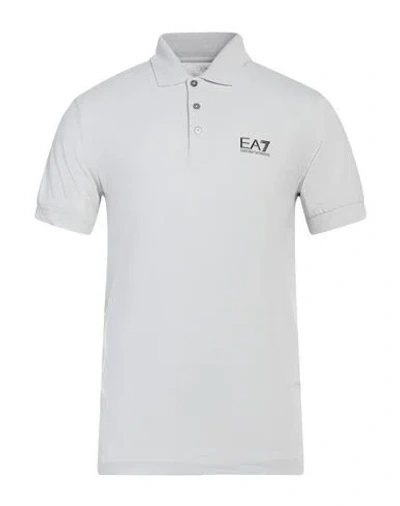 Ea7 Man Polo Shirt Light Grey Size Xl Cotton, Elastane