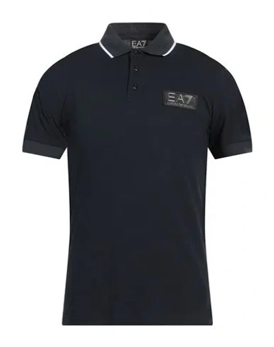 Ea7 Man Polo Shirt Midnight Blue Size 3xl Cotton