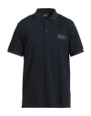 Ea7 Man Polo Shirt Midnight Blue Size Xl Cotton, Elastane, Polyester In Blue