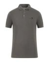 Ea7 Man Polo Shirt Military Green Size M Cotton, Elastane In Green