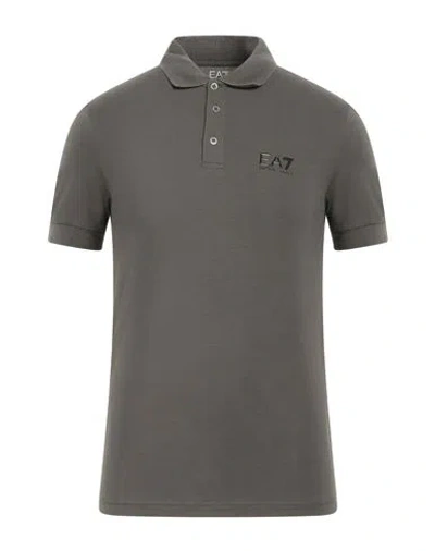 Ea7 Man Polo Shirt Military Green Size M Cotton, Elastane