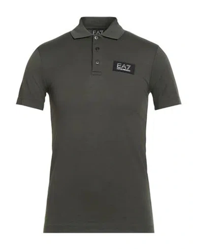 Ea7 Man Polo Shirt Military Green Size L Modal, Polyester