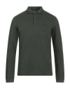 Ea7 Man Polo Shirt Military Green Size Xxl Cotton, Elastane In Green