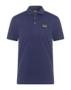Ea7 Man Polo Shirt Navy Size L Modal, Polyester In Blue