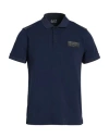 Ea7 Man Polo Shirt Navy Size Xl Cotton, Elastane In Blue