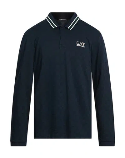 Ea7 Man Polo Shirt Navy Size Xl Polyester In Brown