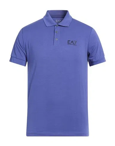 Ea7 Man Polo Shirt Purple Size 3xl Cotton, Elastane