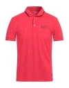 Ea7 Man Polo Shirt Tomato Red Size 3xl Cotton, Elastane