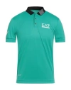 Ea7 Man Polo Shirt Turquoise Size Xl Polyester In Blue