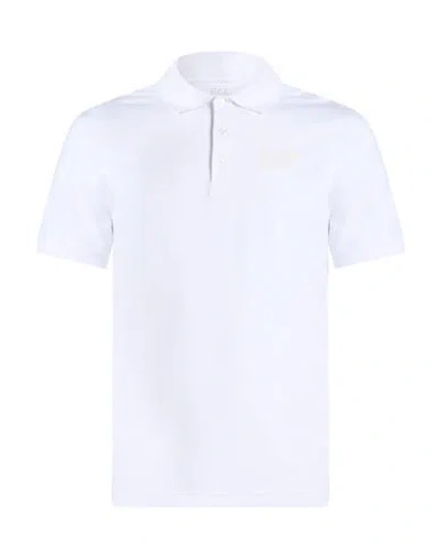 Ea7 Man Polo Shirt White Size Xs Cotton, Elastane