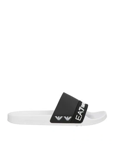 Ea7 Man Sandals Black Size 8 Pvc - Polyvinyl Chloride, Polyester, Polyurethane In Multi