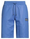 Ea7 Man Shorts & Bermuda Shorts Azure Size Xxl Cotton, Elastane In Blue