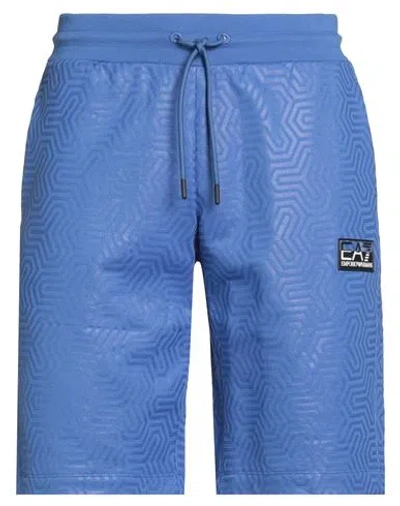 Ea7 Man Shorts & Bermuda Shorts Azure Size Xxl Cotton, Elastane In Blue