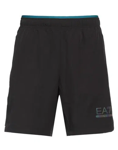 Ea7 Man Shorts & Bermuda Shorts Black Size Xxl Polyester, Elastane