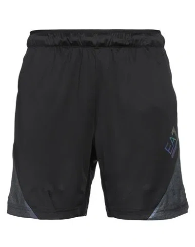 Ea7 Man Shorts & Bermuda Shorts Black Size Xxl Polyester, Elastane
