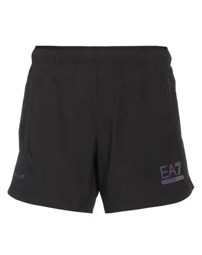 Ea7 Man Shorts & Bermuda Shorts Black Size Xxl Polyester, Elastane
