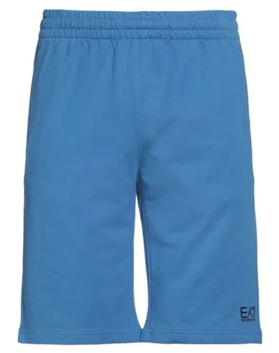 Ea7 Man Shorts & Bermuda Shorts Blue Size Xl Cotton
