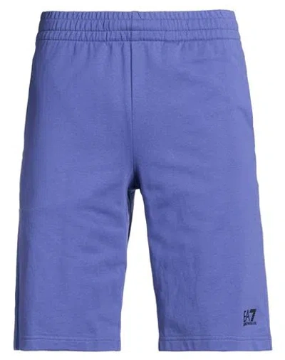 Ea7 Man Shorts & Bermuda Shorts Bright Blue Size L Cotton