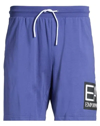 Ea7 Man Shorts & Bermuda Shorts Bright Blue Size Xxl Cotton, Elastane
