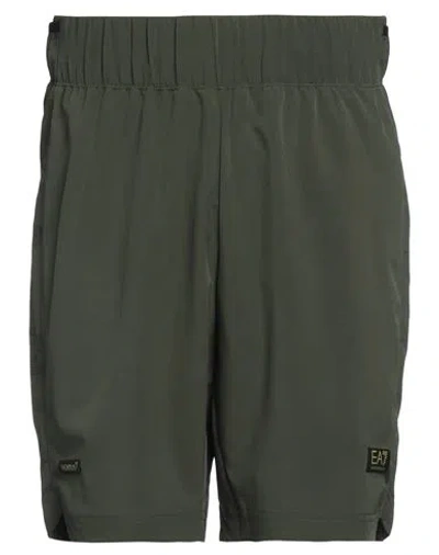 Ea7 Man Shorts & Bermuda Shorts Dark Green Size 3xl Polyester, Elastane