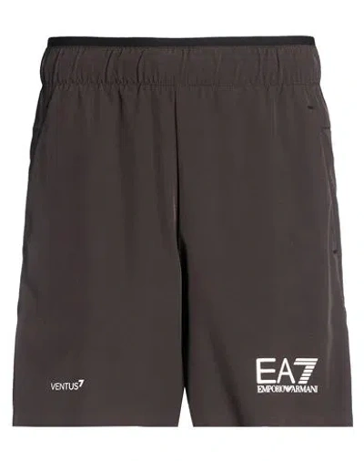 Ea7 Man Shorts & Bermuda Shorts Dark Green Size Xs Polyester, Elastane In Brown