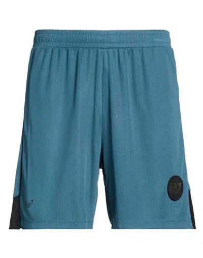 Ea7 Man Shorts & Bermuda Shorts Deep Teal Size L Polyester In Blue