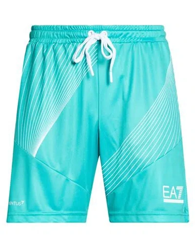 Ea7 Man Shorts & Bermuda Shorts Emerald Green Size L Polyester In Blue