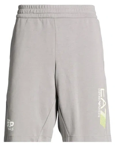 Ea7 Man Shorts & Bermuda Shorts Grey Size L Cotton, Polyester In Gray