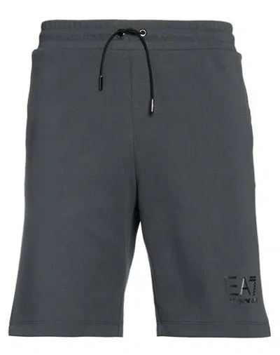 Ea7 Man Shorts & Bermuda Shorts Lead Size 3xl Polyester, Cotton In Grey