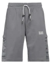Ea7 Man Shorts & Bermuda Shorts Lead Size M Cotton, Polyamide In Grey