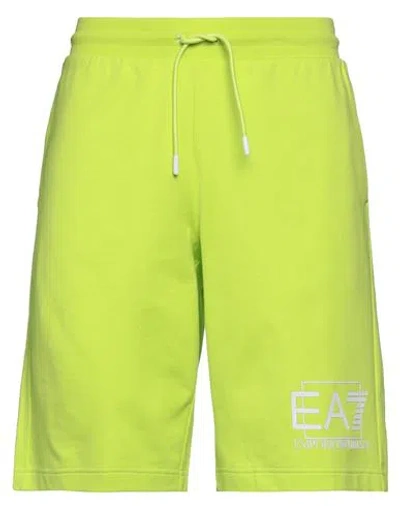 Ea7 Man Shorts & Bermuda Shorts Lime Green Size Xxl Cotton