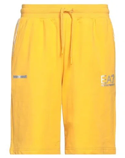 Ea7 Man Shorts & Bermuda Shorts Marigold Size Xs Cotton, Polyester, Elastane In Yellow