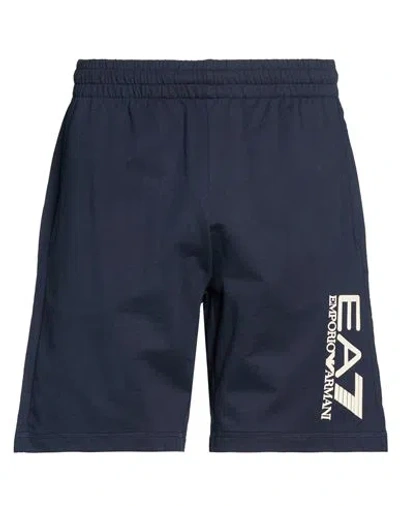 Ea7 Man Shorts & Bermuda Shorts Midnight Blue Size L Cotton