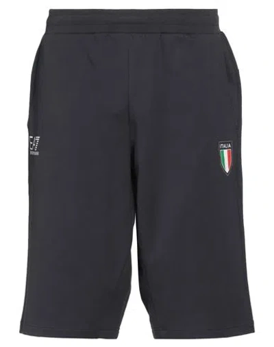 Ea7 Man Shorts & Bermuda Shorts Midnight Blue Size L Cotton, Polyester, Elastane In Blue