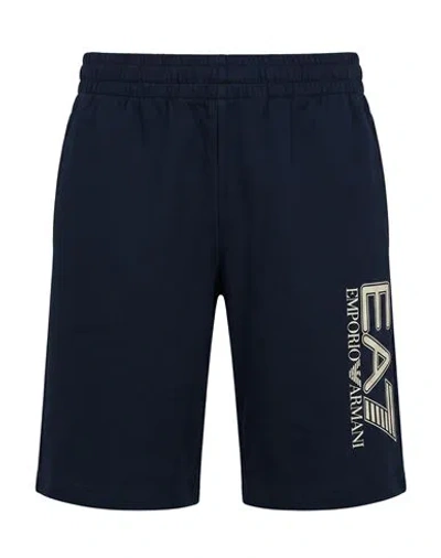 Ea7 Man Shorts & Bermuda Shorts Midnight Blue Size Xxs Cotton