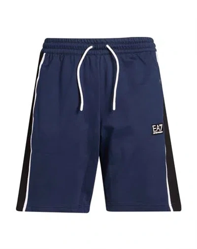 Ea7 Man Shorts & Bermuda Shorts Navy Size Xl Cotton In Blue