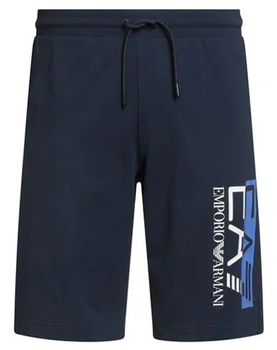 Ea7 Man Shorts & Bermuda Shorts Navy Size Xxl Cotton In Blue