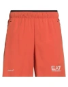 Ea7 Man Shorts & Bermuda Shorts Orange Size Xxl Polyester, Elastane In Red