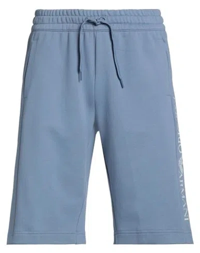 Ea7 Man Shorts & Bermuda Shorts Pastel Blue Size Xl Cotton