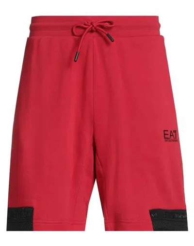 Ea7 Man Shorts & Bermuda Shorts Red Size Xl Cotton, Polyester, Elastane, Polyamide